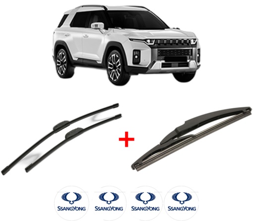 Set 3 stergatoare SSANGYONG TORRES (J100) din 2022, pentru parbriz si luneta fata si spate auto, Bosch Twin, din cauciuc siliconat rezistent, 4 Stickere Auto SSANGYONG