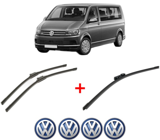 Set 3 stergatoare Volkswagen MULTIVAN T6 (SGF, SGM, SGN, SHM, SHN) din 2015 - 2024, pentru parbriz si luneta fata si spate auto, Bosch Aerotwin, din cauciuc siliconat rezistent, 4 Stickere Auto VW