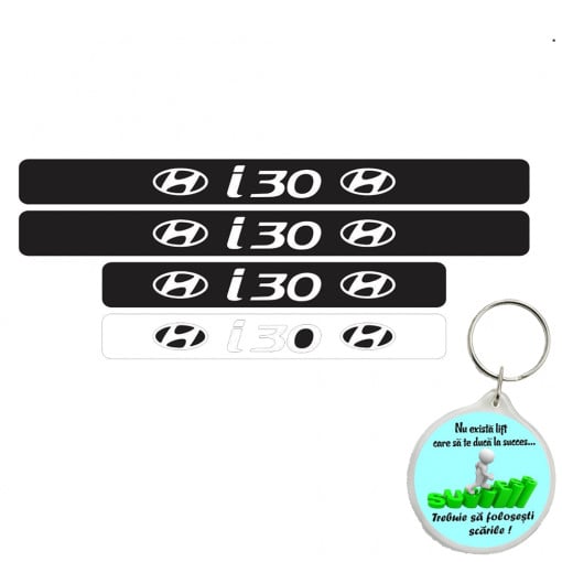 Set 4 protectii praguri auto, autoadezive i30 si breloc Succes,