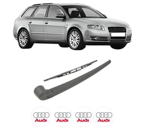 Set brat stergator spate cu lamela pentru AUDI A4 B7 Avant (8ED) din 2004-2008, pentru spate, din cauciuc siliconat rezistent, 4 stickere auto AUDI