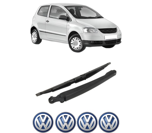 Set brat stergator spate cu lamela pentru Volkswagen FOX Hatchback (5Z1, 5Z3, 5Z4) din 2005-2011, pentru spate, din cauciuc siliconat rezistent, 4 stickere auto Volkswagen