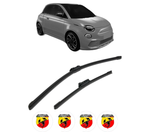 Set stergatoare ABARTH 500E Hatchback (332_) din 2023, pentru parbriz auto, 2 bucati, Bosch Aerotwin, din cauciuc siliconat rezistent, 4 Stickere Auto ABARTH