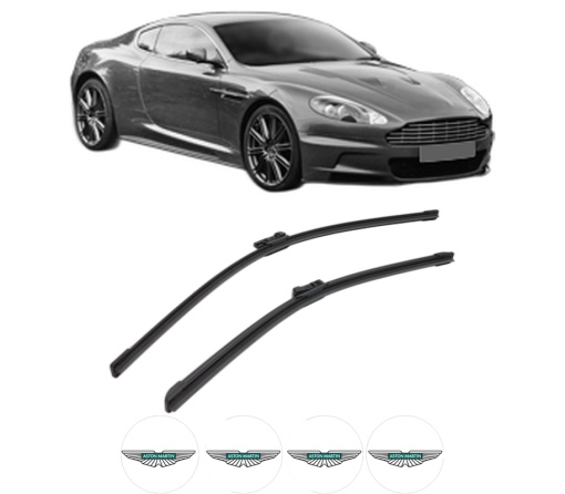 Set stergatoare ASTON MARTIN DBS Vantage din 2007, pentru parbriz auto, 2 bucati, Bosch Aerotwin, din cauciuc siliconat rezistent, 4 Stickere Auto ASTON MARTIN