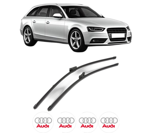 Set stergatoare AUDI A4 B8 Avant (8K5) din 2007-2015, pentru parbriz auto, 2 bucati, Valeo Silencio Xtrm, din cauciuc siliconat rezistent, 4 Stickere Auto AUDI