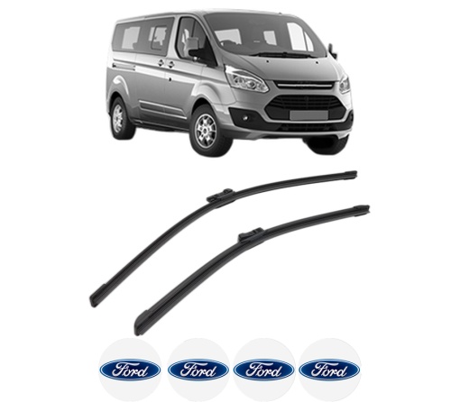 Set stergatoare FORD TOURNEO CUSTOM V362 Bus (F3) din 2012-2023, pentru parbriz auto, 2 bucati, Bosch Aerotwin, din cauciuc siliconat rezistent, 4 Stickere Auto FORD