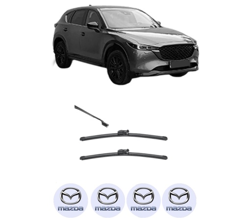 Set stergatoare MAZDA CX-5 (KF) din 2016-2023, pentru parbriz auto, 2 bucati, Valeo Silencio, din cauciuc siliconat rezistent, 4 Stickere Auto MAZDA