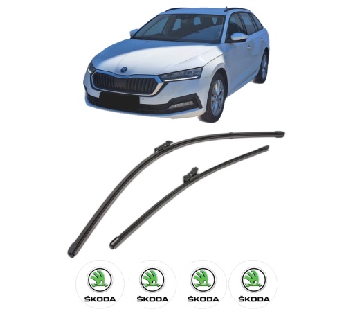 Set stergatoare SKODA OCTAVIA IV Combi (NX5, PV5) din 2019-2025, pentru parbriz auto, 2 bucati, Valeo Silencio Xtrm, din cauciuc siliconat rezistent, 4 Stickere Auto SKODA