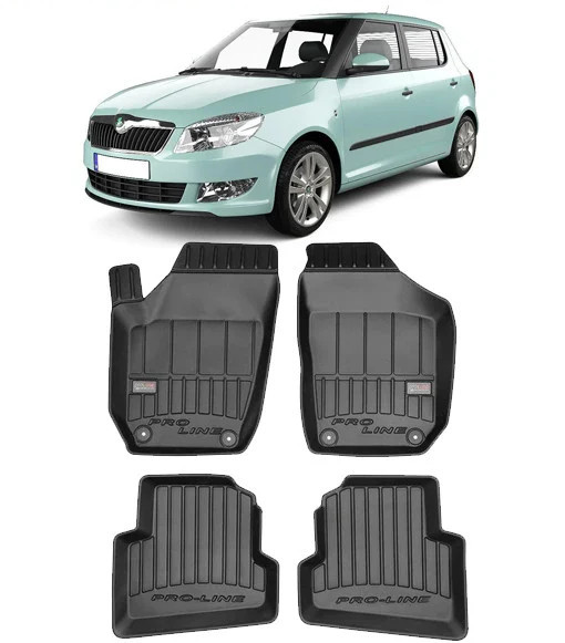 Skoda Fabia II, Hatchback, Din 03.2007 - 10.2014 , Set Covorase Auto Tip Tavita Premium 3D, din cauciuc