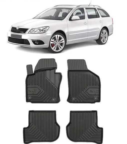 Skoda Octavia II Rs Din 2004 - 04.2013, Combi , Set Covorase Auto Tip Tavita Premium 3D, din cauciuc