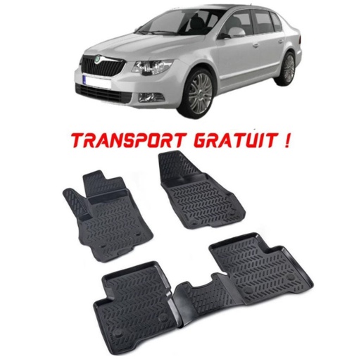 Skoda Superb II B6 2008-2015 Set 4 covorase auto din cauciuc tip tavita premium line 3D - Transport Gratuit!
