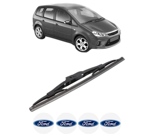 Stergator lamela spate FORD C-MAX (DM2) din 2003 - 2010, pentru luneta auto, Bosch Twin, din cauciuc siliconat rezistent, 4 Stickere Auto FORD