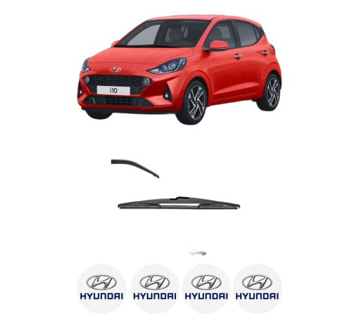 Stergator lamela spate HYUNDAI i10 III (AC3, AI3) din 2019, pentru luneta auto, Valeo Silencio, din cauciuc siliconat rezistent, 4 Stickere Auto HYUNDAI