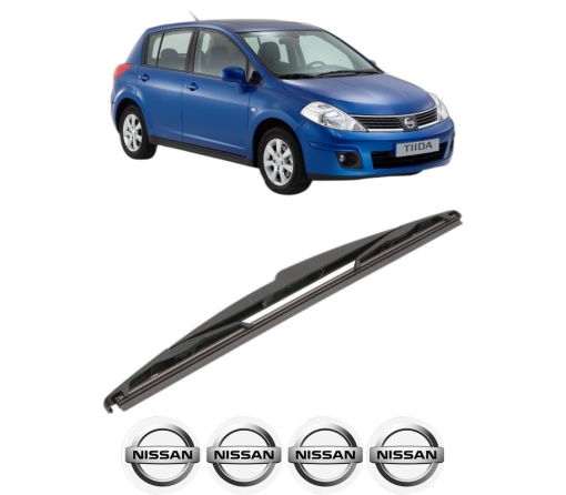 Stergator lamela spate NISSAN TIIDA Hatchback (C11) din 2004 - 2013, pentru luneta auto, Valeo Silencio, din cauciuc siliconat rezistent, 4 Stickere Auto NISSAN