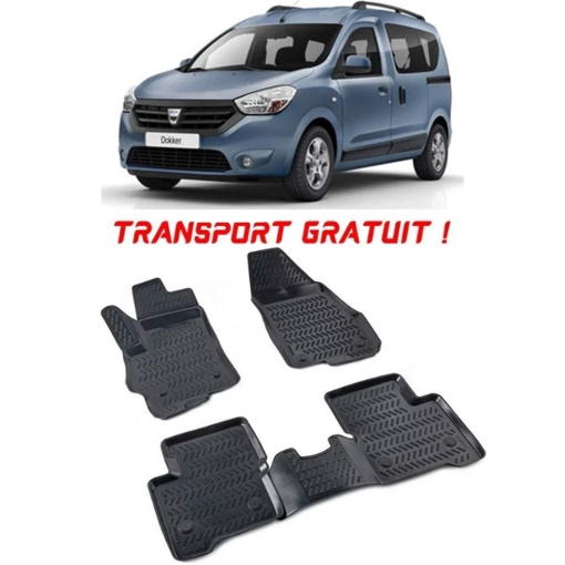 Dacia Dokker 2012- Set 2 Covorase Auto (Fata) Cauciuc Tip tavita Premium Line 3D - Transport Gratuit!
