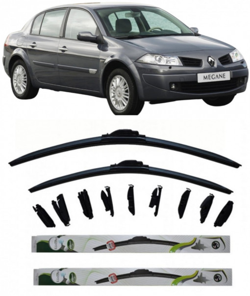 Set 2 stergatoare MultiAdapter cm/cm compatibile cu Renault Megane 2 II (2002-2011) (60 cm/45 cm)