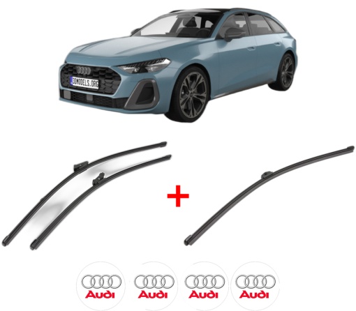 Set 3 stergatoare AUDI A5 Avant (FU5) din 2024, pentru parbriz si luneta fata si spate auto, Valeo Silencio Xtrm, din cauciuc siliconat rezistent, 4 Stickere Auto AUDI
