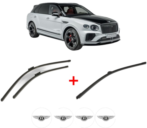 Set 3 stergatoare BENTLEY BENTAYGA (4V1) din 2015, pentru parbriz si luneta fata si spate auto, Bosch Aerotwin, din cauciuc siliconat rezistent, 4 Stickere Auto BENTLEY
