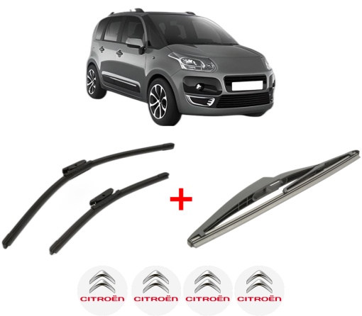 Set 3 stergatoare CITROEN C3 PICASSO (SH_) din 2008 - 2017, pentru parbriz si luneta fata si spate auto, Bosch Twin, din cauciuc siliconat rezistent, 4 Stickere Auto CITROEN