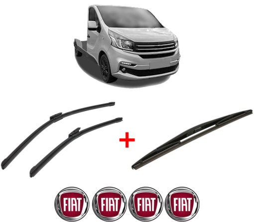 Set 3 stergatoare FIAT TALENTO Platform/Chassis (296_) din 2016, pentru parbriz si luneta fata si spate auto, Bosch Twin, din cauciuc siliconat rezistent, 4 Stickere Auto FIAT