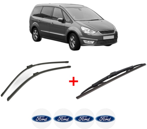 Set 3 stergatoare FORD GALAXY II (WA6) din 2006 - 2015, pentru parbriz si luneta fata si spate auto, Bosch Twin, din cauciuc siliconat rezistent, 4 Stickere Auto FORD