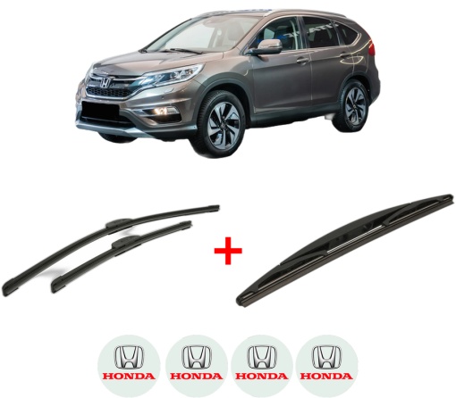 Set 3 stergatoare HONDA CR-V V (RW_, RT_) din 2016 - 2023, pentru parbriz si luneta fata si spate auto, Bosch Twin, din cauciuc siliconat rezistent, 4 Stickere Auto HONDA
