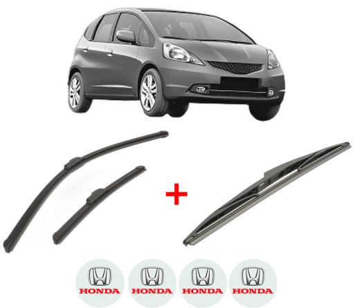 Set 3 stergatoare HONDA JAZZ III (GE_, GG_, GP_, ZA_) din 2008 - 2014, pentru parbriz si luneta fata si spate auto, Bosch Twin, din cauciuc siliconat rezistent, 4 Stickere Auto HONDA