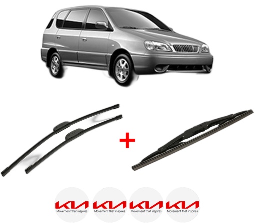 Set 3 stergatoare KIA CARENS I MPV (FC, FJ) din 2000 - 2007, pentru parbriz si luneta fata si spate auto, Bosch Twin, din cauciuc siliconat rezistent, 4 Stickere Auto KIA