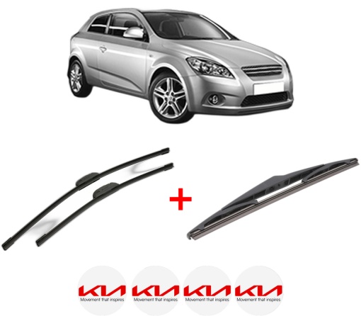Set 3 stergatoare KIA CEE'D Hatchback (ED) din 2006 - 2012, pentru parbriz si luneta fata si spate auto, Bosch Twin, din cauciuc siliconat rezistent, 4 Stickere Auto KIA