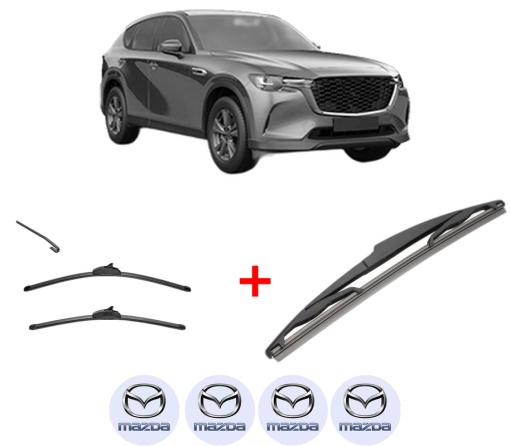 Set 3 stergatoare MAZDA CX-60 (KH_) din 2022, pentru parbriz si luneta fata si spate auto, Valeo Silencio, din cauciuc siliconat rezistent, 4 Stickere Auto MAZDA