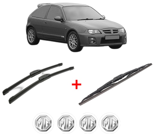 Set 3 stergatoare MG ZR din 2001 - 2005, pentru parbriz si luneta fata si spate auto, Bosch Twin, din cauciuc siliconat rezistent, 4 Stickere Auto MG