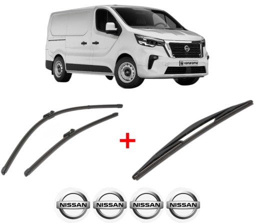 Set 3 stergatoare NISSAN PRIMASTAR Van (X82) din 2021, pentru parbriz si luneta fata si spate auto, Valeo Silencio, din cauciuc siliconat rezistent, 4 Stickere Auto NISSAN
