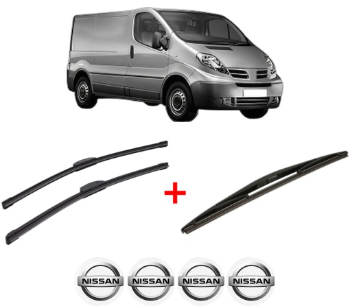 Set 3 stergatoare NISSAN PRIMASTAR Van (X83) din 2002, pentru parbriz si luneta fata si spate auto, Bosch Twin, din cauciuc siliconat rezistent, 4 Stickere Auto NISSAN