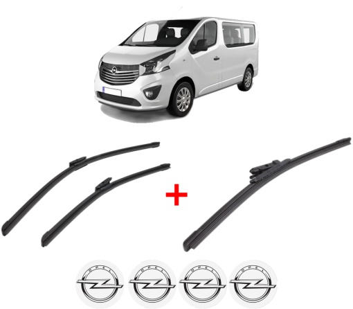 Set 3 stergatoare OPEL VIVARO B Van (X82) din 2014 - 2019, pentru parbriz si luneta fata si spate auto, Bosch Aerotwin, din cauciuc siliconat rezistent, 4 Stickere Auto OPEL