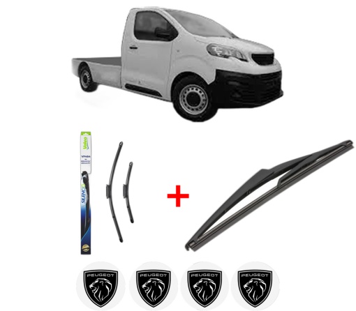 Set 3 stergatoare PEUGEOT EXPERT Platform/Chassis (V_) din 2016 - 2023, pentru parbriz si luneta fata si spate auto, Valeo Silencio, din cauciuc siliconat rezistent, 4 Stickere Auto PEUGEOT