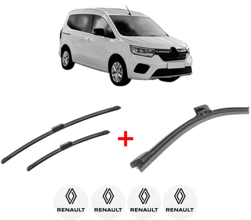 Set 3 stergatoare RENAULT KANGOO III Box Body/MPV din 2021, pentru parbriz si luneta fata si spate auto, Bosch Aerotwin, din cauciuc siliconat rezistent, 4 Stickere Auto RENAULT