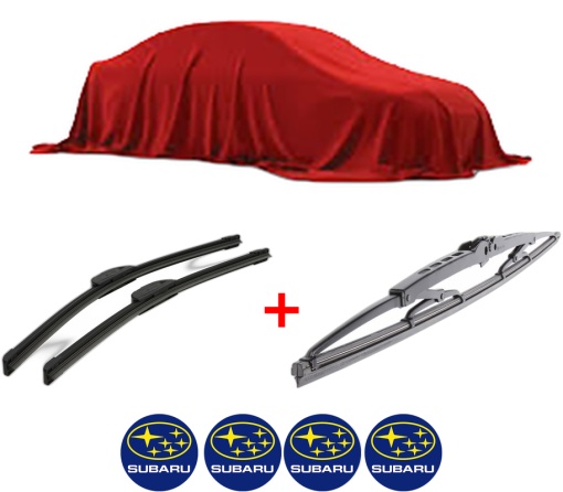 Set 3 stergatoare SUBARU LEGACY I (BC) din 1989 - 1994, pentru parbriz si luneta fata si spate auto, Bosch Twin, din cauciuc siliconat rezistent, 4 Stickere Auto SUBARU