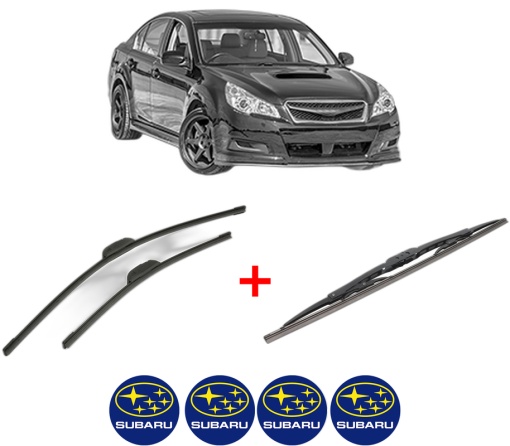 Set 3 stergatoare SUBARU LEGACY V (BM) din 2010 - 2014, pentru parbriz si luneta fata si spate auto, Bosch Twin, din cauciuc siliconat rezistent, 4 Stickere Auto SUBARU