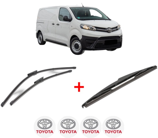 Set 3 stergatoare TOYOTA PROACE Bus (MDZ_) din 2016 - 2023, pentru parbriz si luneta fata si spate auto, Valeo Silencio, din cauciuc siliconat rezistent, 4 Stickere Auto TOYOTA
