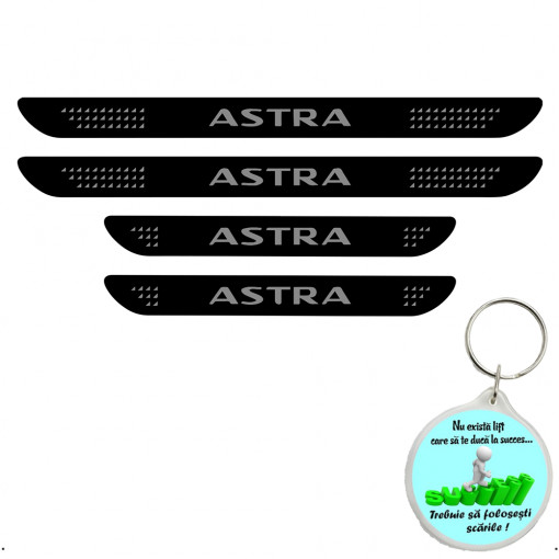 Set 4 protectii praguri auto autoadezive Astra si breloc Succes,