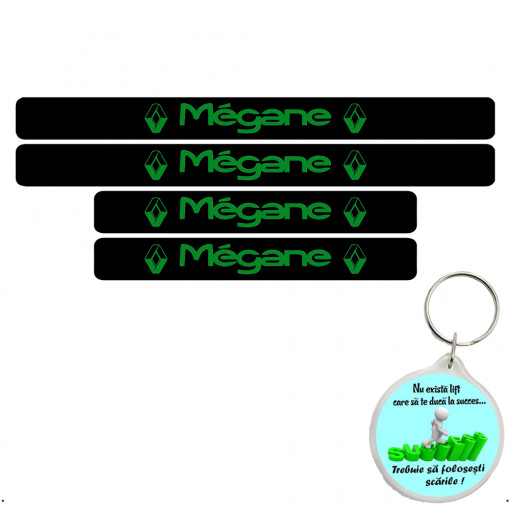 Set 4 protectii praguri auto autoadezive Megane si breloc Succes,