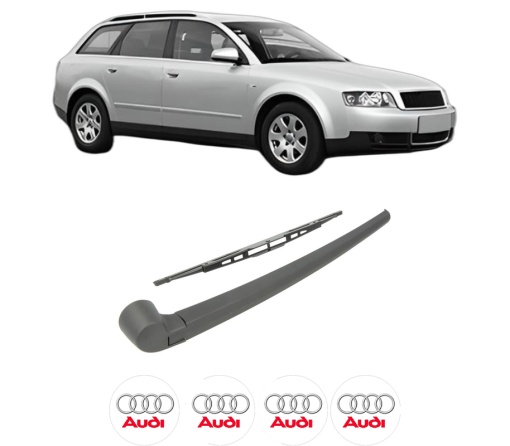 Set brat stergator spate cu lamela pentru AUDI A4 B6 Avant (8E5) din 2001-2004, pentru spate, din cauciuc siliconat rezistent, 4 stickere auto AUDI