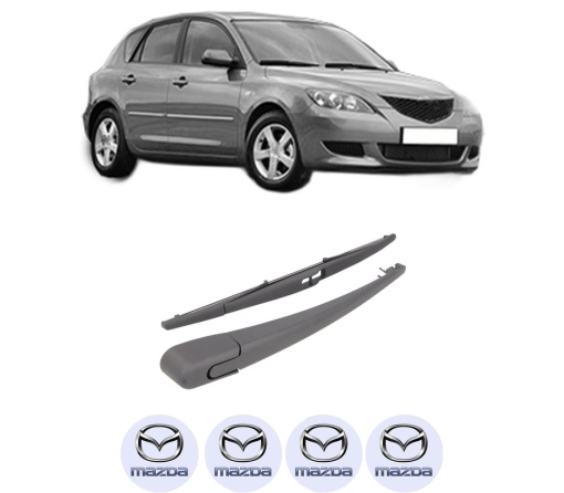 Set brat stergator spate cu lamela pentru MAZDA 3 (BK) din 2003-2009, pentru spate, din cauciuc siliconat rezistent, 4 stickere auto MAZDA