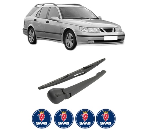 Set brat stergator spate cu lamela pentru SAAB 9-5 Estate (YS3E) din 1998-2009, pentru spate, din cauciuc siliconat rezistent, 4 stickere auto SAAB