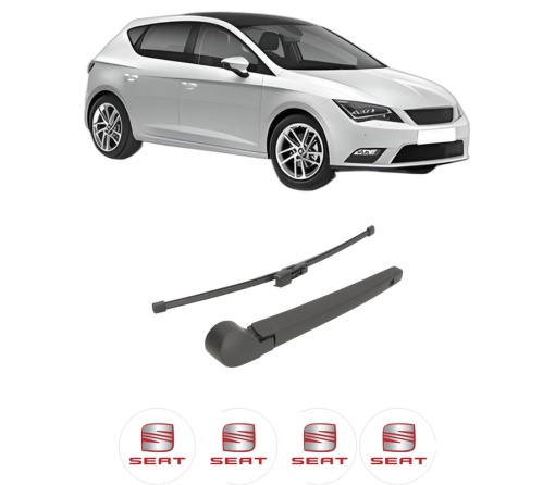 Set brat stergator spate cu lamela pentru SEAT LEON (5F1) din 2012-2020, pentru spate, din cauciuc siliconat rezistent, 4 stickere auto SEAT