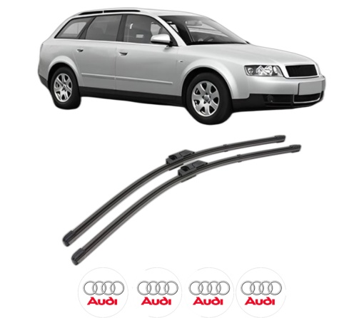 Set stergatoare AUDI A4 B6 Avant (8E5) din 2001-2004, pentru parbriz auto, 2 bucati, Valeo Silencio Xtrm, din cauciuc siliconat rezistent, 4 Stickere Auto AUDI