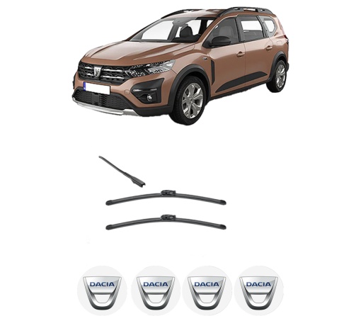 Set stergatoare DACIA JOGGER (RK_) din 2021-2023, pentru parbriz auto, 2 bucati, Valeo Silencio, din cauciuc siliconat rezistent, 4 Stickere Auto DACIA