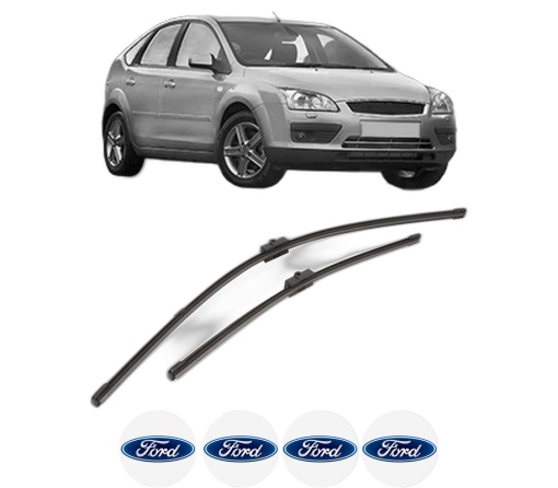 Set stergatoare FORD FOCUS II (DA_, HCP, DP) din 2004-2012, pentru parbriz auto, 2 bucati, Valeo Silencio Xtrm, din cauciuc siliconat rezistent, 4 Stickere Auto FORD