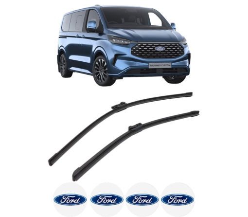 Set stergatoare FORD TOURNEO CUSTOM V710 Bus (NXN) din 2023-2024, pentru parbriz auto, 2 bucati, Bosch Aerotwin, din cauciuc siliconat rezistent, 4 Stickere Auto FORD
