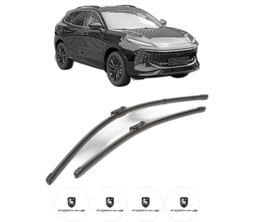 Set stergatoare FORTHING T5 EVO din 2023, pentru parbriz auto, 2 bucati, Valeo Silencio Xtrm, din cauciuc siliconat rezistent, 4 Stickere Auto FORTHING