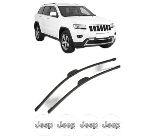 Set stergatoare JEEP GRAND CHEROKEE VAN (WK2) din 2013-2017, pentru parbriz auto, 2 bucati, Bosch Aerotwin Retrofit, din cauciuc siliconat rezistent, 4 Stickere Auto JEEP